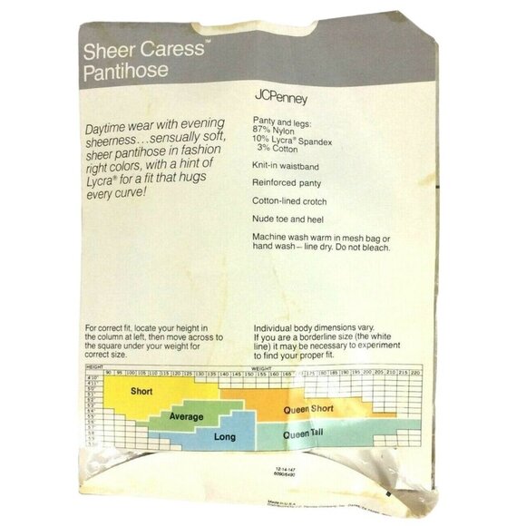 JCPenney Sheer Caress Pantyhose Taupe Queen Short Sandalfoot Vintage 80s USA - Picture 2 of 3